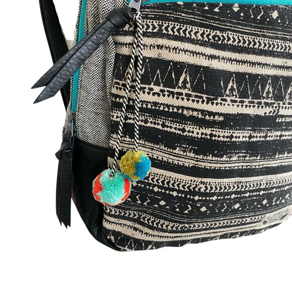 Pistil It Girl Backpack Multi Color Textured Canvas Faux Leather Book Bag - Picture 5 of 15
